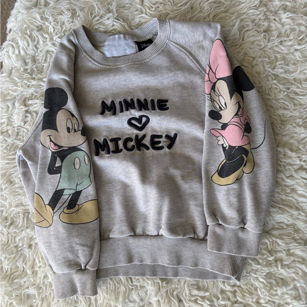 Zara Disney Gray Minnie And Mickey Sweatshirt Size 7